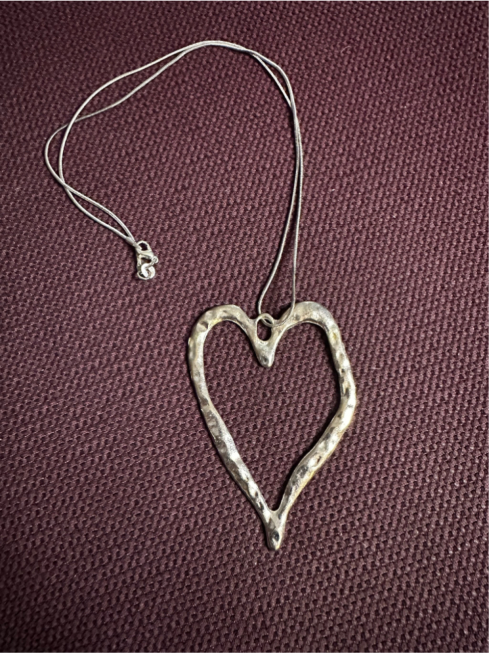 Sterling Silver Hammered Heart Pendant Necklace